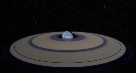 Earth with very large planetary rings